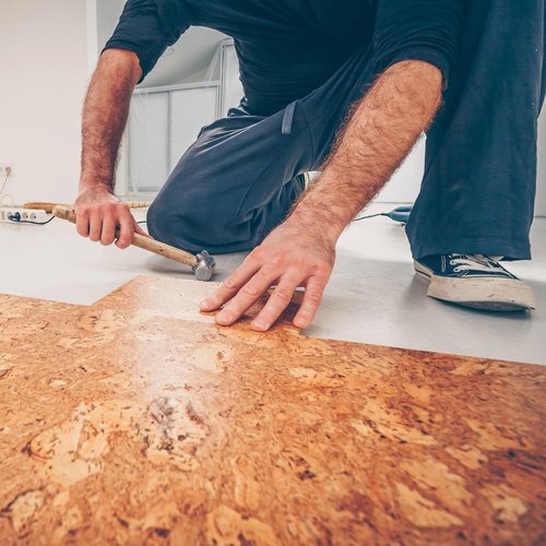 Cork flooring installation from The Carpet Shop - Inspired Floors for Less in Benton Harbor, MI